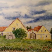 Waldviertler Bauernhof Aquarell 29 x 37