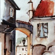 Krumlov 1 35x48 Aquarell