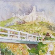 Ruine Senftenberg 1 35x48 Aquarell