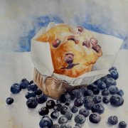 Muffin mit Heidelbeeren  Aquarell  34x48