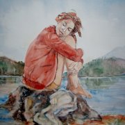 Schöne Gedanken bringen Sonne in dein leben 34x48 Aquarell